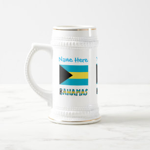 Bahamas Bahamanische Flagge Blau Personalisierung Bierglas