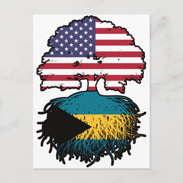 Bahamas Bahamian American USA Tree Roots Flag Postkarte (Vorderseite)