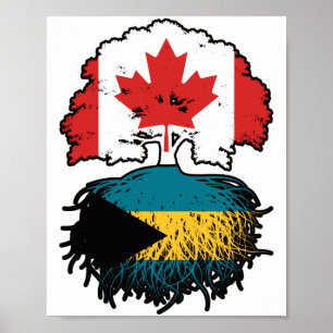 Bahamas Bahamian Canadian Tree Roots Flag Poster