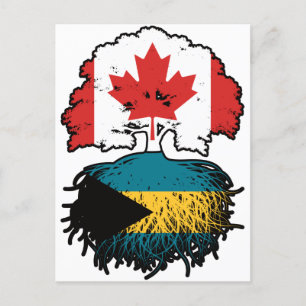 Bahamas Bahamian Canadian Tree Roots Flag Postkarte