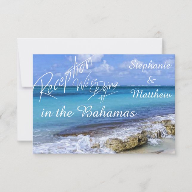 BAHAMAS BEACH SHORE Wedding Reception Card Einladung (Vorderseite)