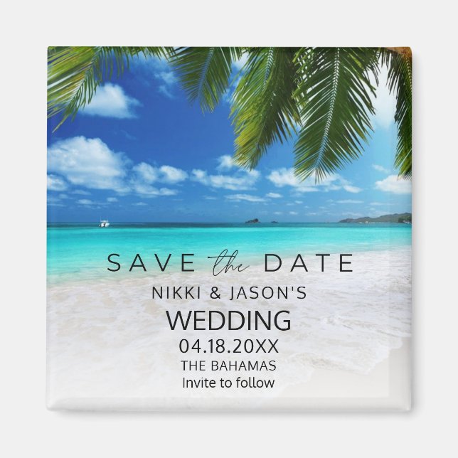 Bahamas Beach Wedding Save the Date Magnet (Vorne)