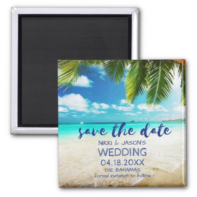 Bahamas Beach Wedding Save the Date Magnete Magnet (Vorne)
