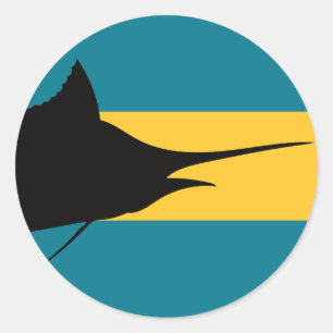 Bahamas Blaue Marlin Bahamian Nationale Tierflagge Runder Aufkleber