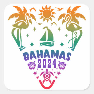 Bahamas Bliss: Ein tropischer Ausflug ins Paradis  Quadratischer Aufkleber