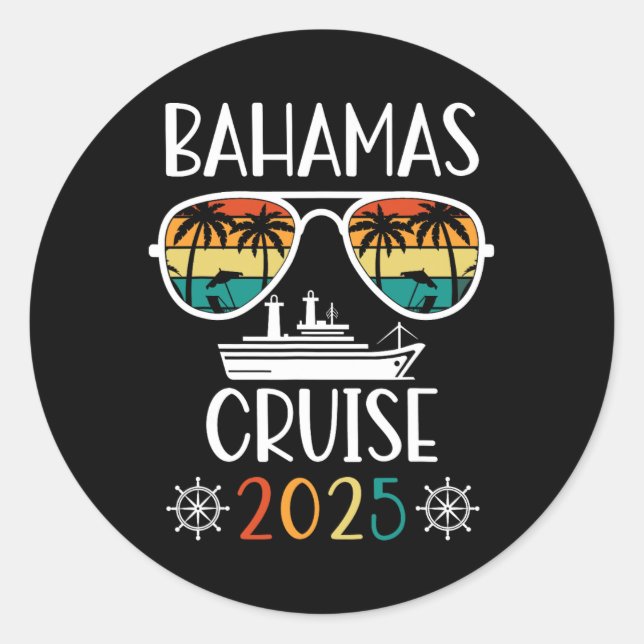 Bahamas Cruise 2025 Reiseroute Matching Family Runder Aufkleber (Vorderseite)