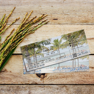 Bahamas Destination Boarding Pass Wedding Einladung