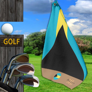 Bahamas Flag & Bahamas mit Monogramm Golfhandtuch