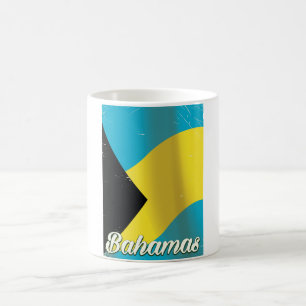 Bahamas Flag Vintage Reiseplakat Kaffeetasse