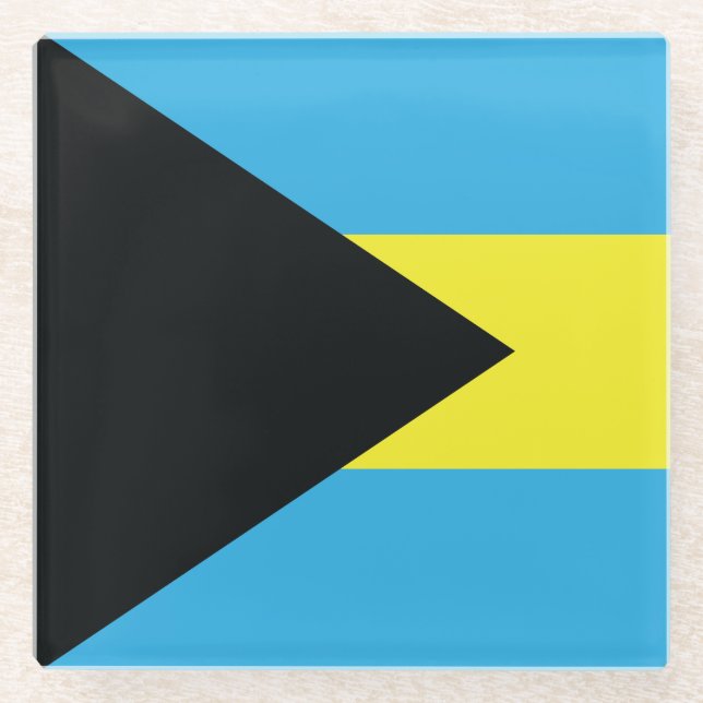 Bahamas-Flagge in Schwarz, Gold und Aquamarine Glasuntersetzer (Vorderseite)