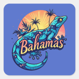 Bahamas Gecko Caribbean Quadratischer Aufkleber