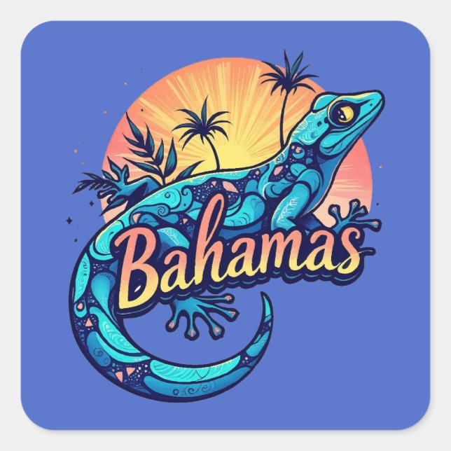 Bahamas Gecko Caribbean Quadratischer Aufkleber (Vorderseite)
