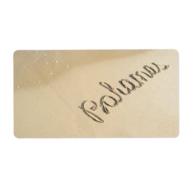 Bahamas geschnitztes Schild am Strand Sand (Vorne)