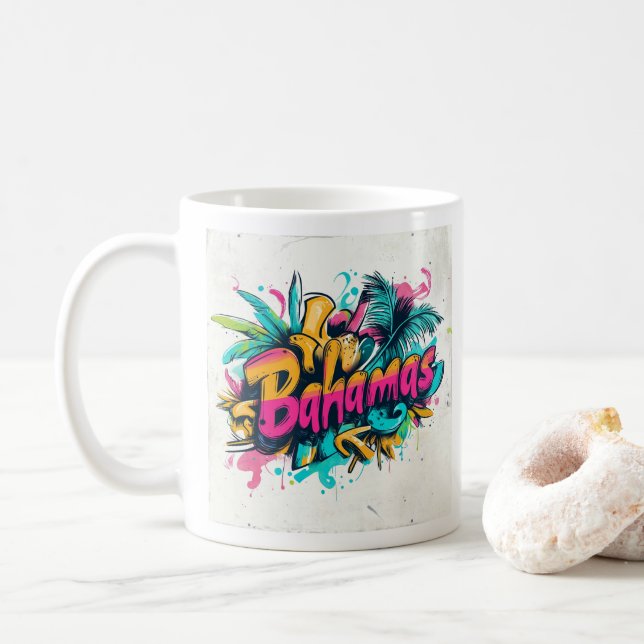 Bahamas Graffiti Vibes: Island Street Art Ed Kaffeetasse (Mit Donut)