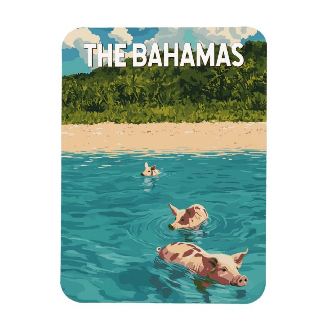 Bahamas Illustration Reisen Vintag Magnet (Vertikal)