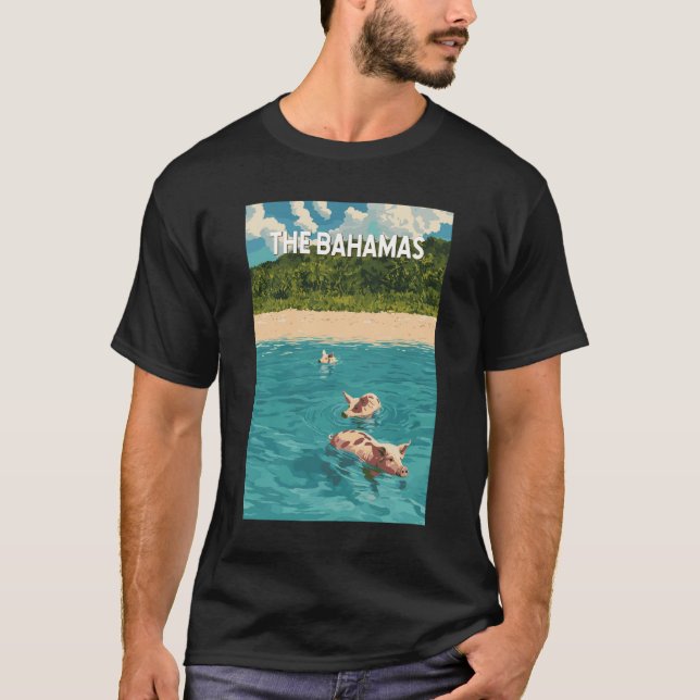 Bahamas Illustration Reisen Vintag T-Shirt (Vorderseite)
