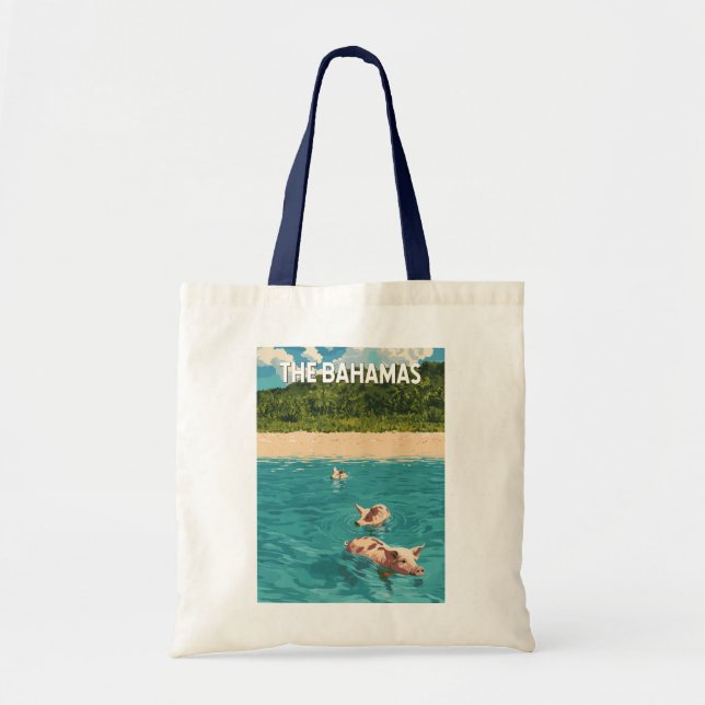 Bahamas Illustration Reisen Vintag Tragetasche (Vorne)