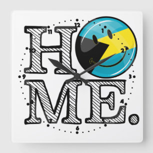 Bahamas is Home Smiling Flag House Warmer Quadratische Wanduhr