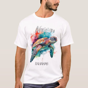 Bahamas Meeresschildkröte Bahamische Flagge Strand T-Shirt