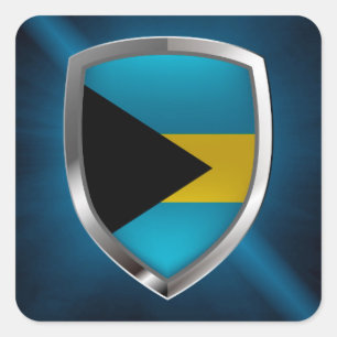 Bahamas Mettalic Emblem Quadratischer Aufkleber