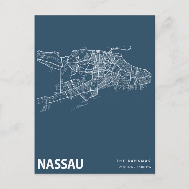 Bahamas Minimalistischer Stadtplan Kunstvoll wande Postkarte (Vorderseite)