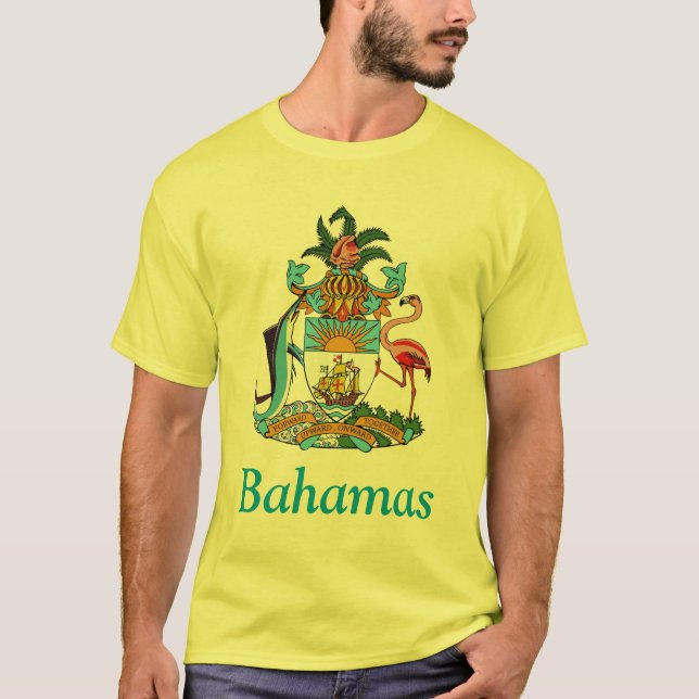 Bahamas mit Wappen (Inselparadies) T-Shirt (Vorderseite)