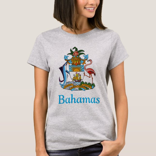 Bahamas mit Wappen (Inselparadies) T-Shirt (Vorderseite)