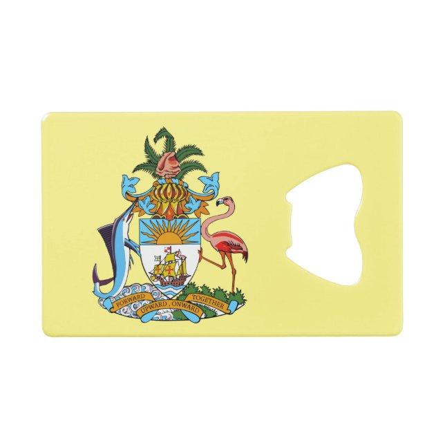 Bahamas mit Wappen (Karibisches Paradies) Geldbeutel Flaschenöffner (Vorderseite (Horizontal))