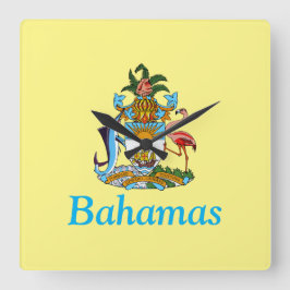 Bahamas mit Wappen (Karibisches Paradies) Quadratische Wanduhr