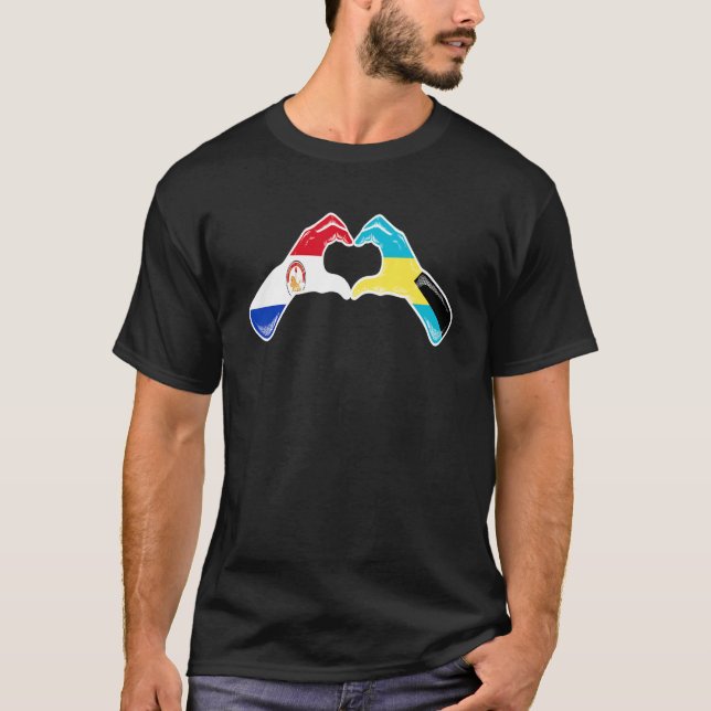 Bahamas Paraguay Flag Bahamians Paraguayan Heart 1 T-Shirt (Vorderseite)