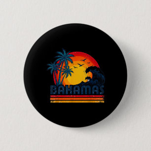 Bahamas Retro Sonnenuntergang 70er 80er Palme Stra Button