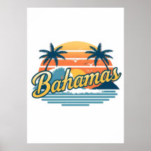 Bahamas Retro-Sonnenuntergang-Palmbaum-Design