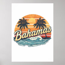 Bahamas Retro Sonnenuntergang Palmen Design