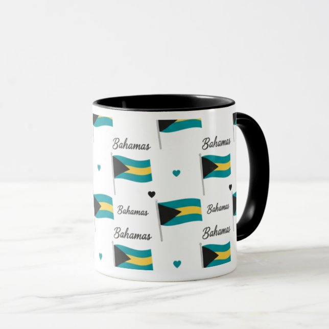 Bahamas Roots Pattern Tasse | Karibische Flagge (VorderseiteRechts)