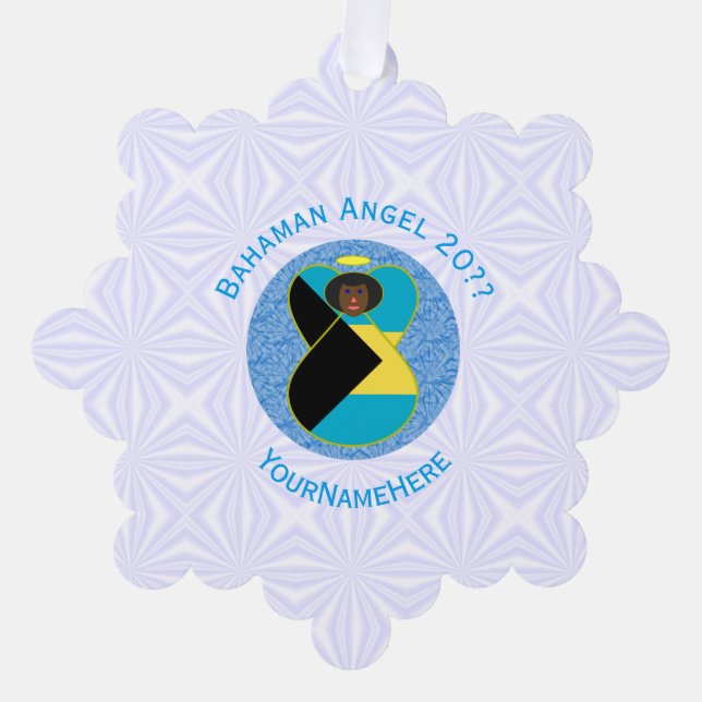 Bahamas Schwarzer Engel-Flag Personalisiert Ornament Karte (Vorderseite)