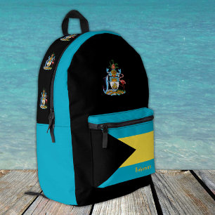 Bahamas, Schwarzer Rucksack, Bahamas-Flagge / patr Bedruckter Rucksack