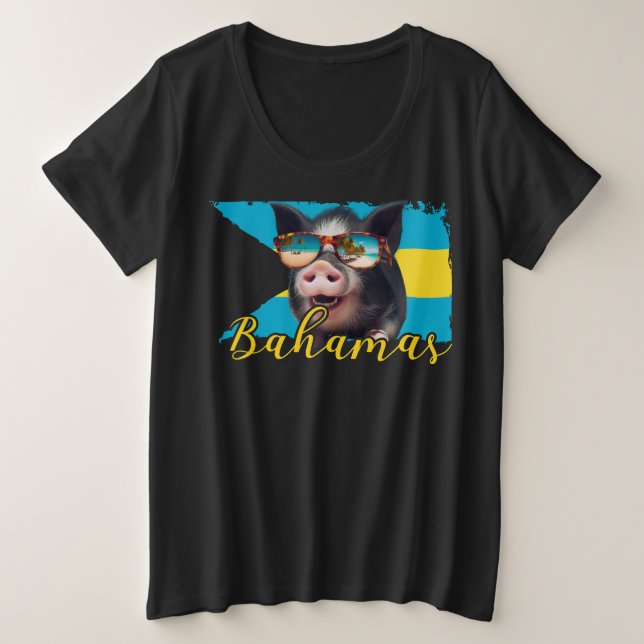 Bahamas Schwimmen Schweine - Exuma Pig Beach Adven Große Größe T-Shirt (Design vorne)