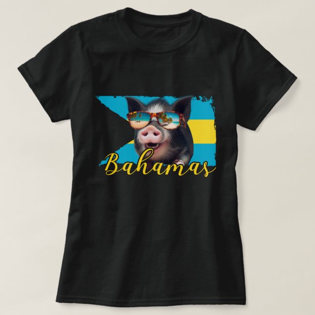 Bahamas Schwimmen Schweine - Exuma Pig Beach Adven T-Shirt (Design vorne)
