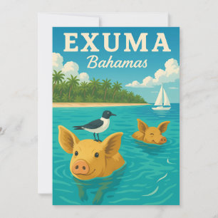Bahamas Schwimmen Schweine Tropical Beach Exuma 20 Einladung