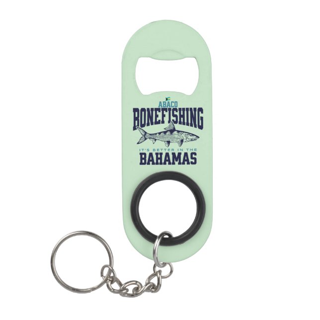 Bahamas Souvenir Geschenk: Abaco Bahamas Bonefishi Mini Flaschenöffner (Vorderseite)
