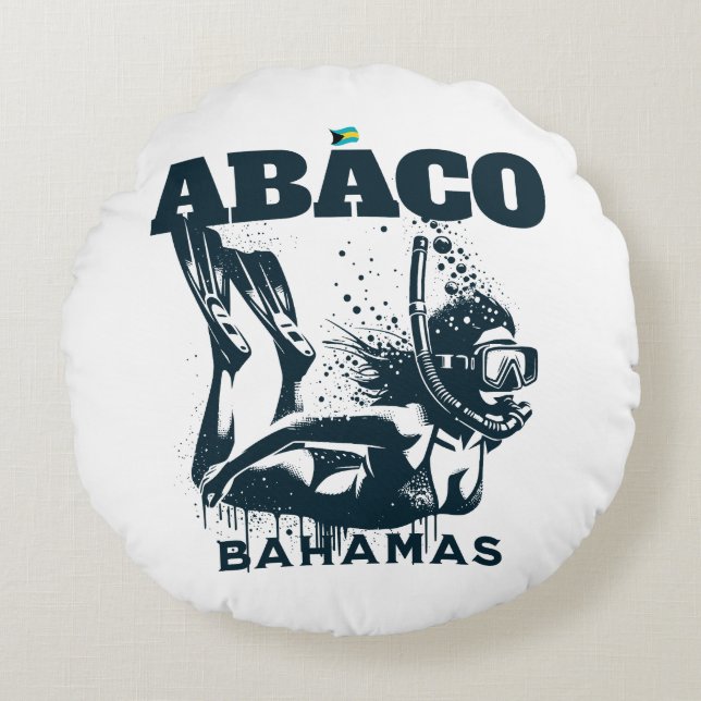 Bahamas Souvenir Geschenk: Abaco Bahamas Dive Rundes Kissen (Vorderseite)