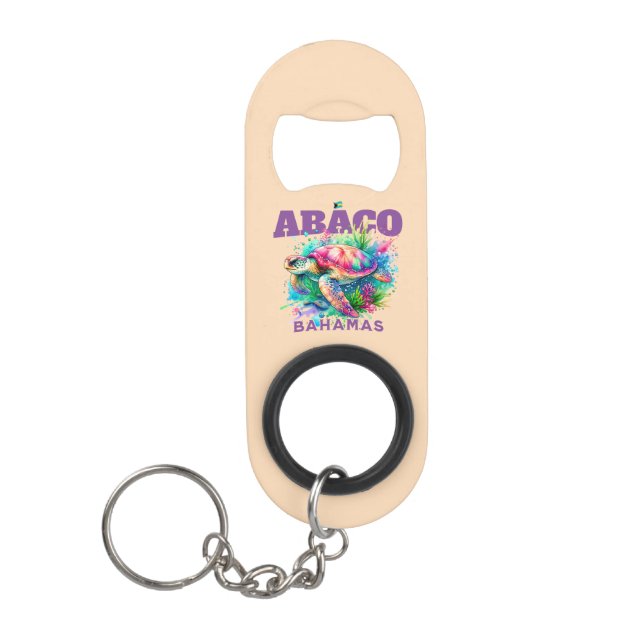 Bahamas Souvenir Geschenk: Abaco Bahamas Sea Turtl Mini Flaschenöffner (Vorderseite)