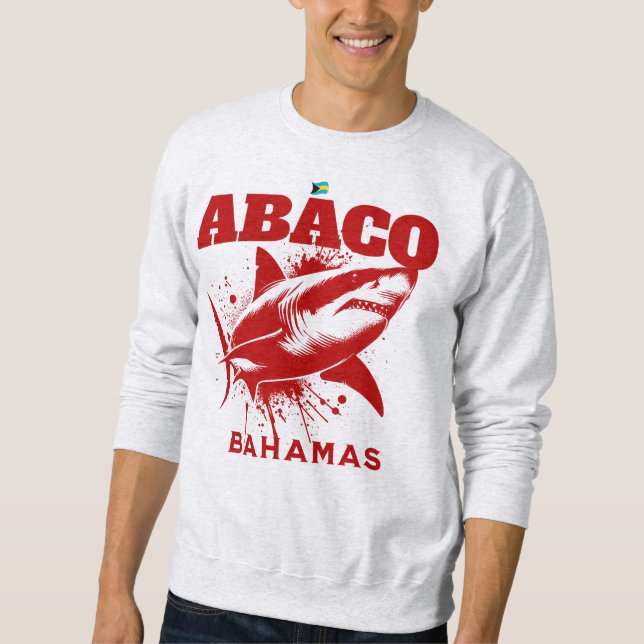 Bahamas Souvenir Geschenk: Abaco Bahamas Shark Fis Sweatshirt (Vorderseite)