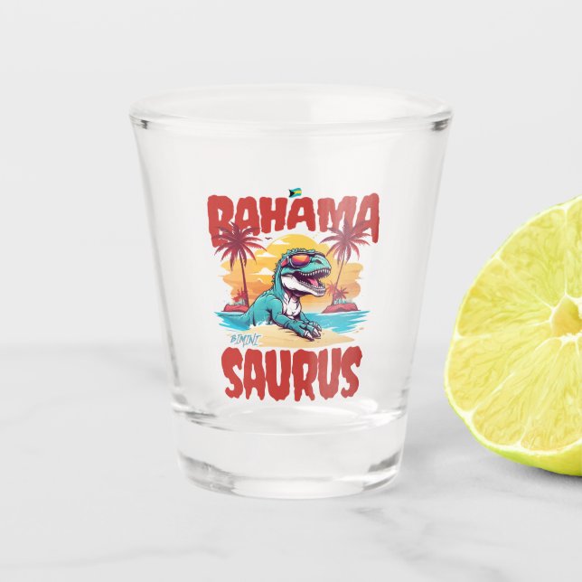 Bahamas Souvenir Geschenk : Bimini Bahama Saurus T Schnapsglas (Vorderseite)
