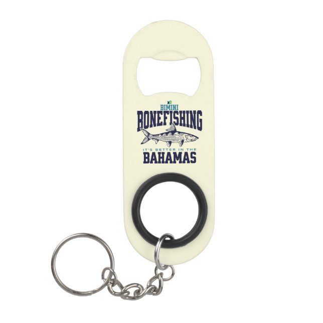 Bahamas Souvenir Geschenk: Bimini Bahamas Bonefish Mini Flaschenöffner (Vorderseite)