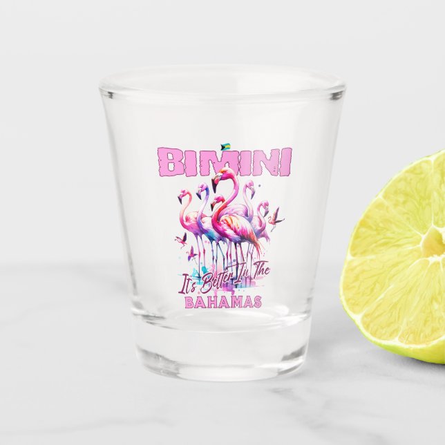 Bahamas Souvenir Geschenk : Bimini Bahamas Flaming Schnapsglas (Vorderseite)