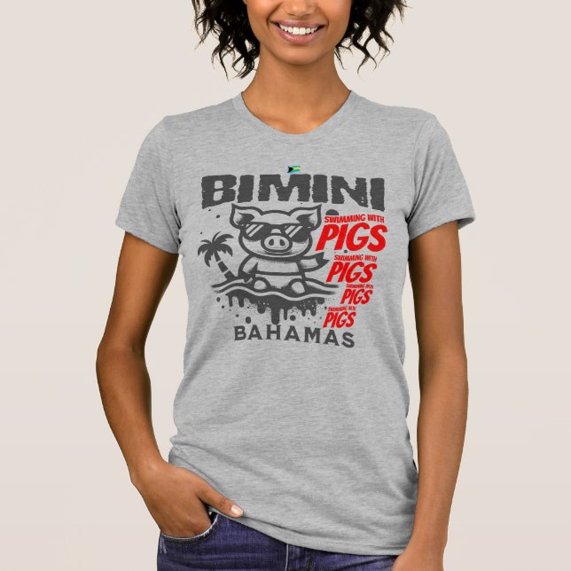 Bahamas Souvenir-Geschenk: Bimini Bahamas schwimme T-Shirt (Vorderseite)
