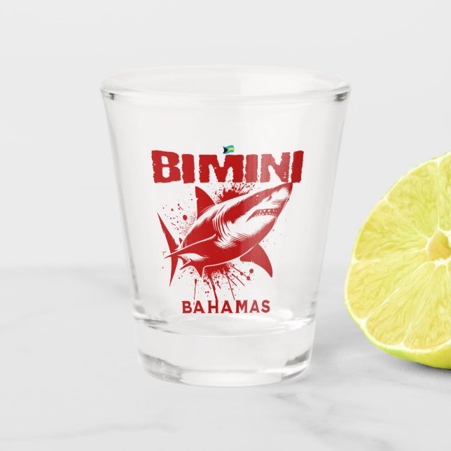 Bahamas Souvenir Geschenk: Bimini Bahamas Shark Fi Schnapsglas (Vorderseite)