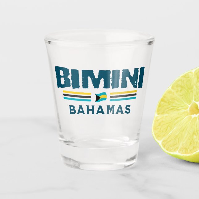 Bahamas Souvenir-Geschenk: Bimini Bahamas Unabhäng Schnapsglas (Vorderseite)