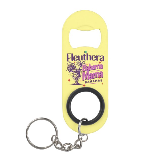 Bahamas Souvenir Geschenk: Eleuthera Bahama Mama Mini Flaschenöffner (Vorderseite)